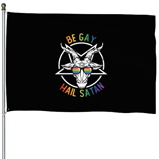 Rainbow Satan Lgbt Goth Gay Pride Baphomet Be Gay House Flags