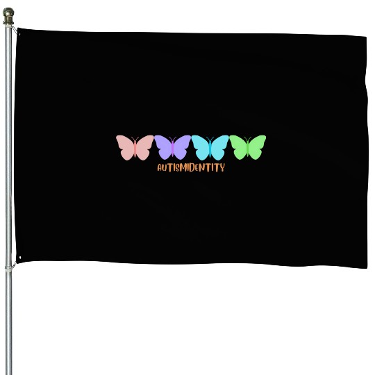 Autism Identity Butterfly House Flags