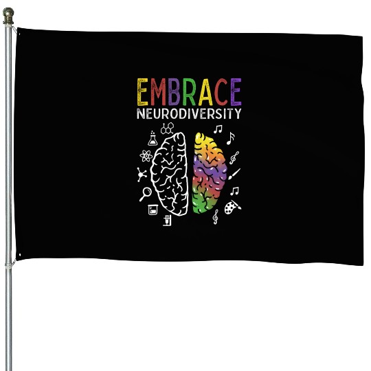 Neurodiversity Embrace Adhd Autism Asd Brain House Flags