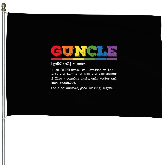 Guncle Definition Proud Gay Uncle Lgbtq Pride Rain House Flags