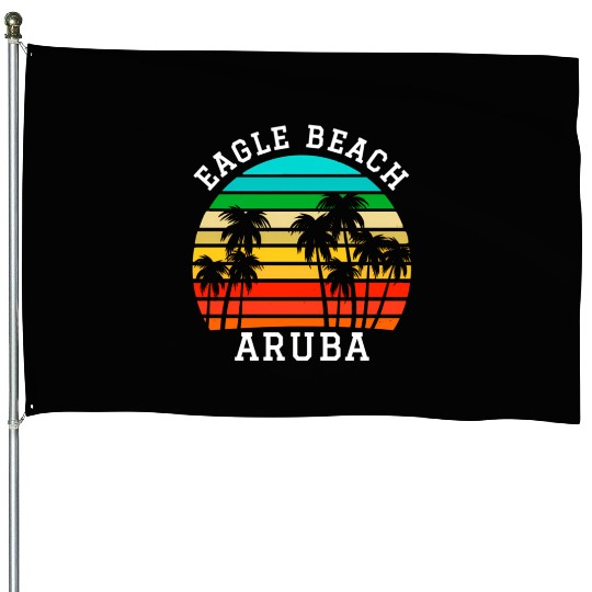 Eagle Beach Aruba Family Vacation Sunset Palm House Flags
