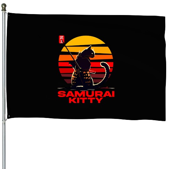 Fierce Meets Fabulous Samurai Kitty House Flags