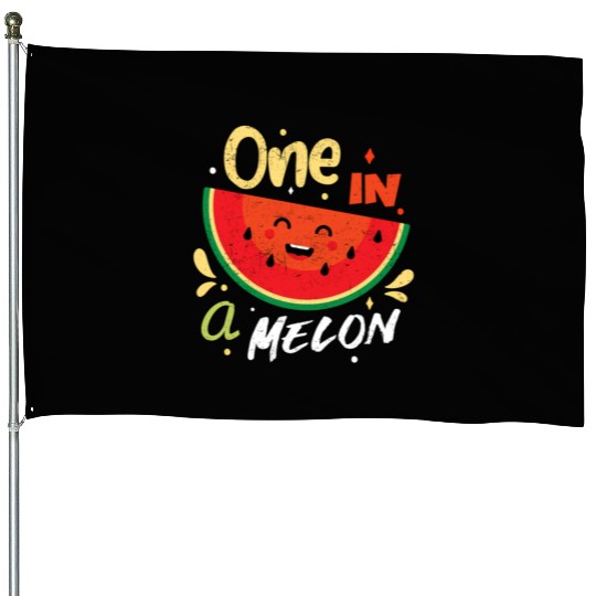 One In A Melon Watermelon Fruitarian Summer Fruit House Flags