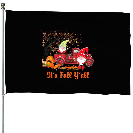 It's Fall Y'all Cute Gnomes Pumpkin Spice Autumn House Flags