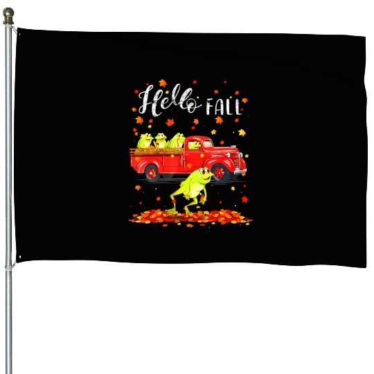 Maple Frog Leaf Autumn Happy Fall Y'all Red Truck House Flags