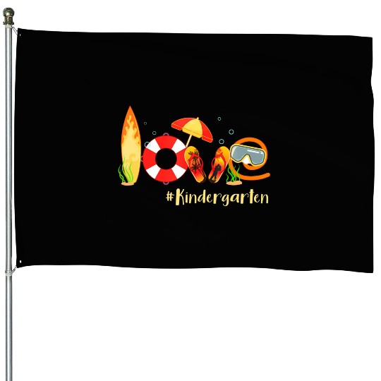 Love Kindergarten Summer Christmas In July Flip House Flags