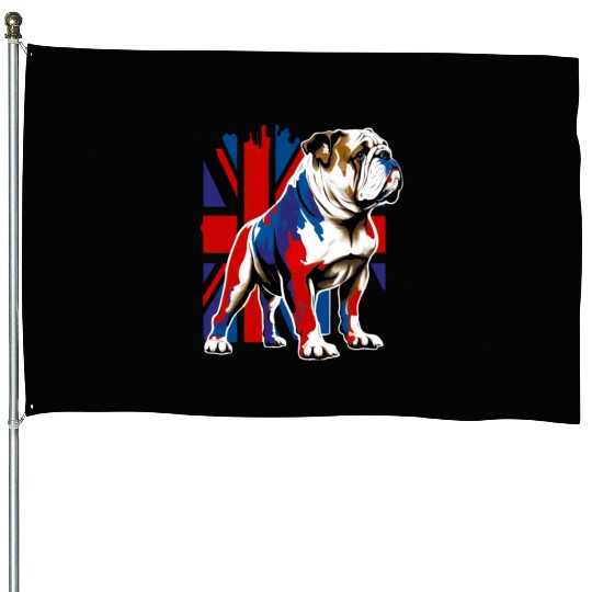 British Bulldog With Union Jack Flag King Charles House Flags