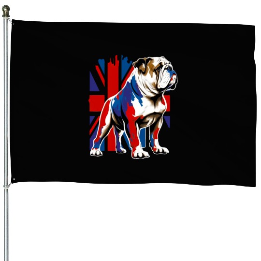 British Bulldog With Union Jack Flag King Charles House Flags