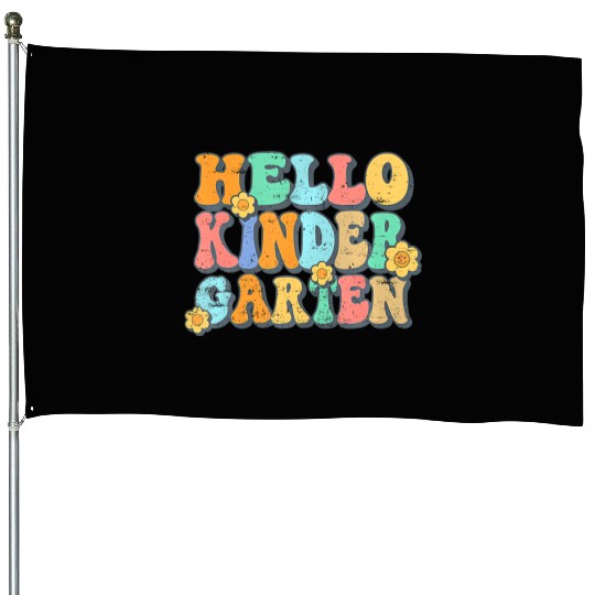 Hello Kindergarten Teacher Team Back To School House Flags
