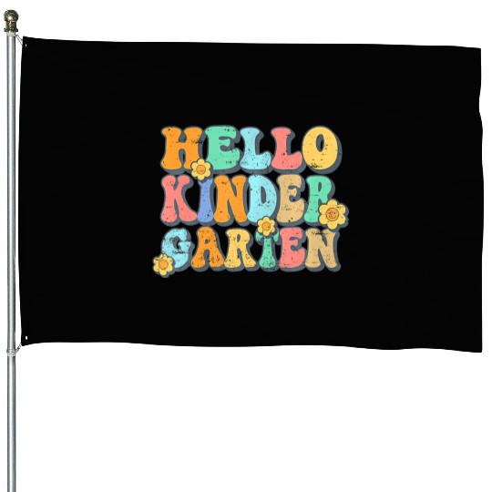 Hello Kindergarten Teacher Team Back To School House Flags