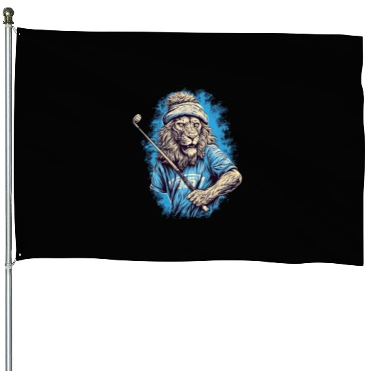 Golfer Lion Golf Club Golf Player Golfing Animal House Flags