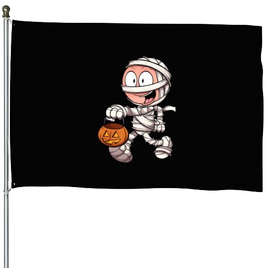 Kid In Mummy Costume Trick Or Treating House Flags