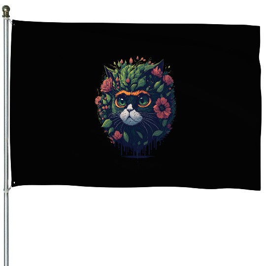 Floral Whiskers | Cat Earth Floral Design House Flags
