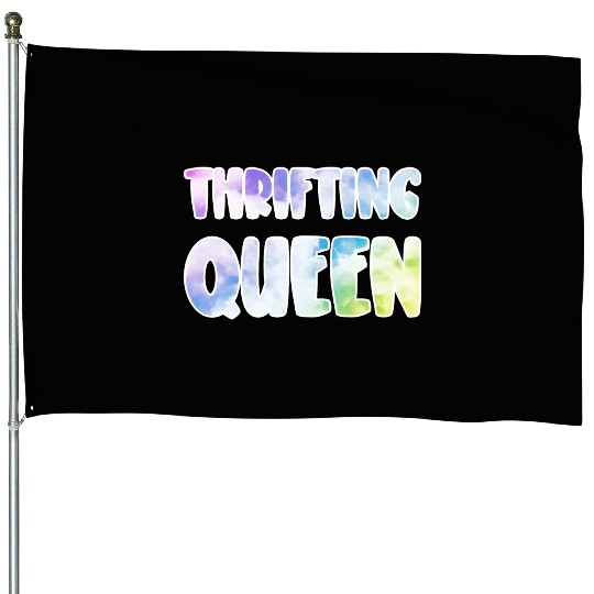 Thrifting Queen pastel clouds House Flags