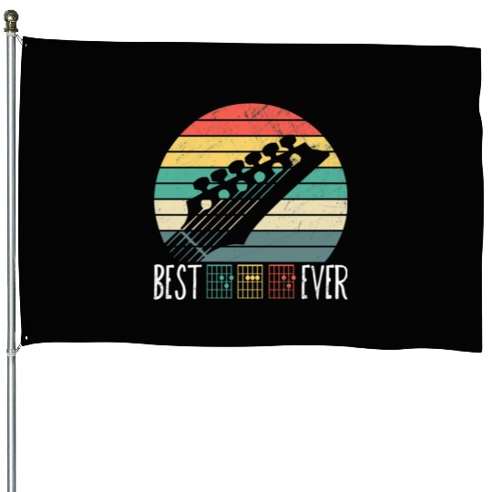 Best Dad Ever Guitar Music Vintage Fathers Day House Flags