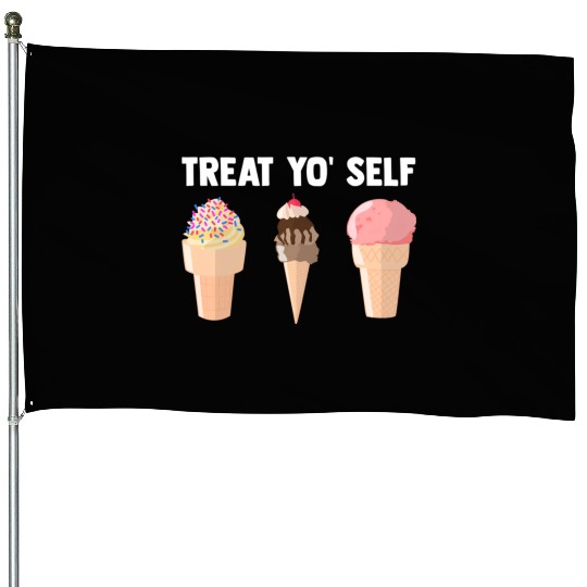 Ice Cream Treat Yo' Self Summertime Sherbet Gelato House Flags