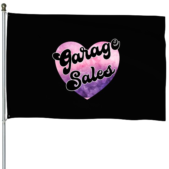 Garage Sales purple pink watercolor heart House Flags