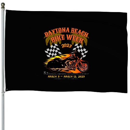 Daytona Beach Bike Week 2023 Checkered Flag Front House Flags