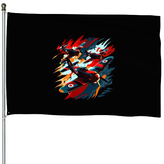 Spitfire Airplane Vintage Pilot Aviator Military House Flags