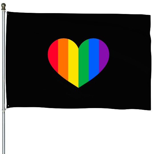 Gay Pride Rainbow Heart House Flags