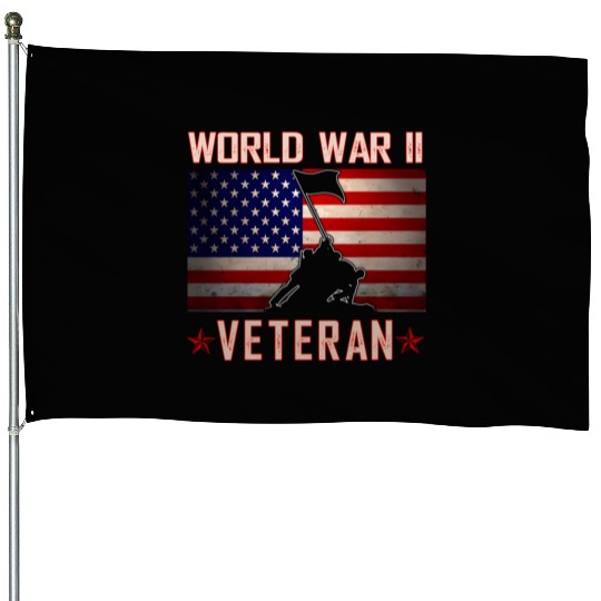 American Patriot Wwii Veteran Military World War 2 House Flags