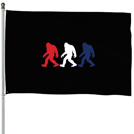 Mysterious Bigfoot Sasquatch Silhouette Design House Flags