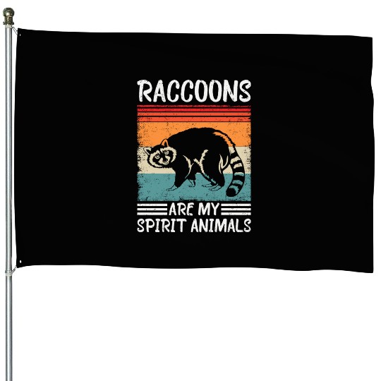 Raccoon Lover My spirit Animal Is A Racoon Retro House Flags
