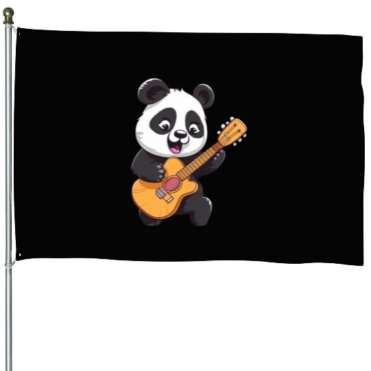 Panda Plays Guitar House Flags