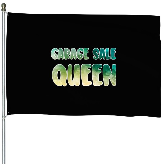 Garage Sale Queen green yellow watercolor House Flags