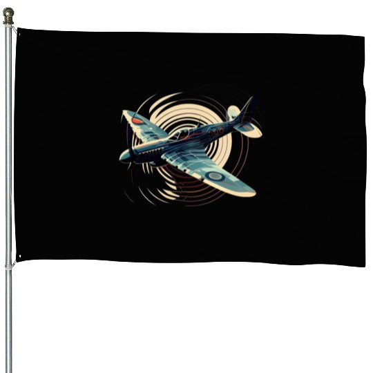 Spitfire Airplane Vintage Pilot Aviator Military House Flags