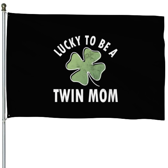 Lucky To Be A Twin Mom Saint Patric Day House Flags