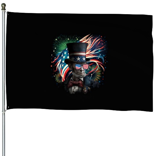 Merica Lincoln Independence Day Party 4th July House Flags