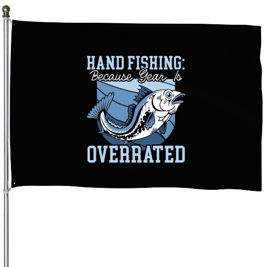 Hand Fishing Fisherman Noodling Lover Fisher Fish House Flags