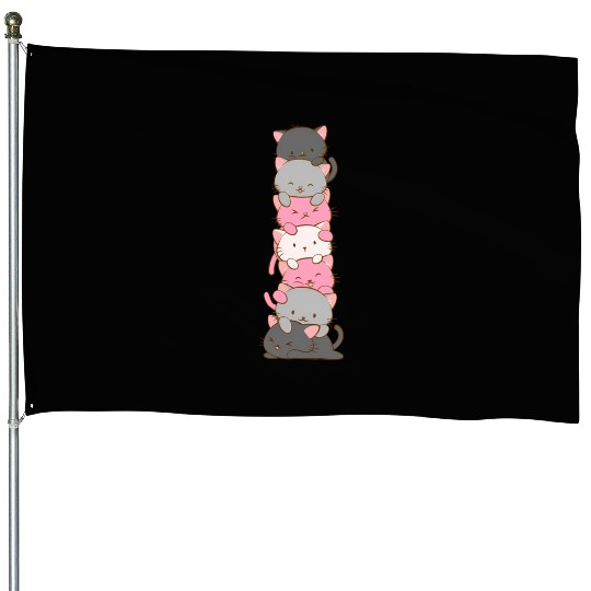 Demigirl Pride Kawaii Cat House Flags