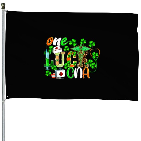 St Patrick'S Day One Lucky Cna Leopard House Flags