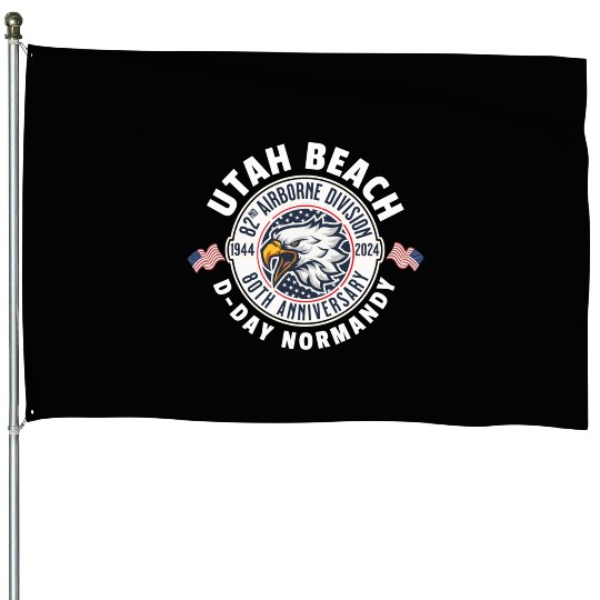 UTAH Beach airborne division 80th anniversary House Flags
