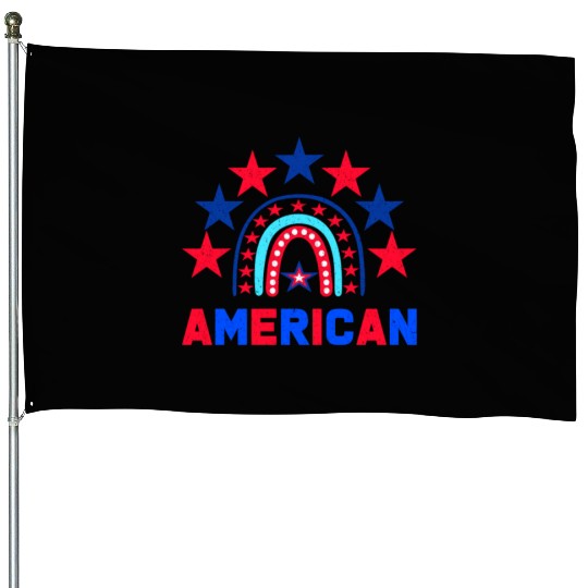 American Independence Day Love America Patriot House Flags