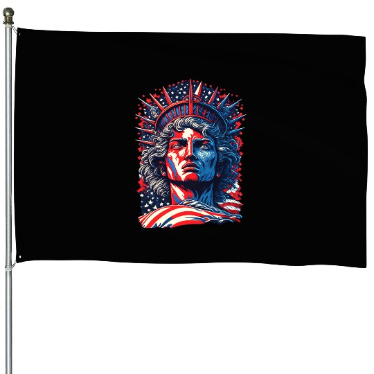 Statue of Liberty Face USA House Flags