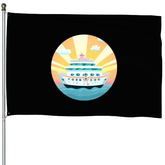 Cruise Ship at Sunset - Dream Voyage Design House Flags