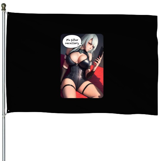 Cyberpunk Waifu Influencer Design 3 House Flags