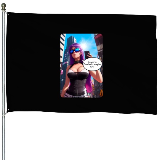 Cyberpunk Waifu Influencer Design 5 House Flags