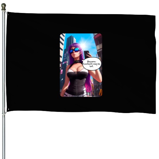 Cyberpunk Waifu Influencer Design 5 House Flags