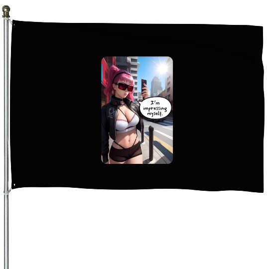 Cyberpunk Waifu Influencer Design 6 House Flags
