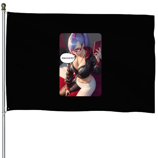 Cyberpunk Waifu Influencer Design 4 House Flags
