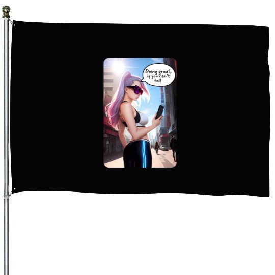 Cyberpunk Waifu Influencer Design 7 House Flags