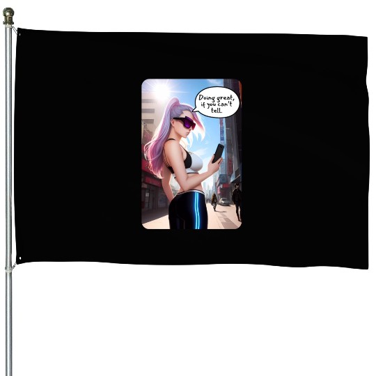 Cyberpunk Waifu Influencer Design 7 House Flags