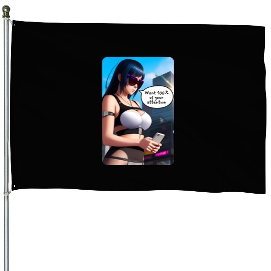 Cyberpunk Waifu Influencer Design 8 House Flags