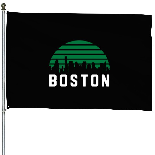 Boston Massachusetts Cityscape Green House Flags