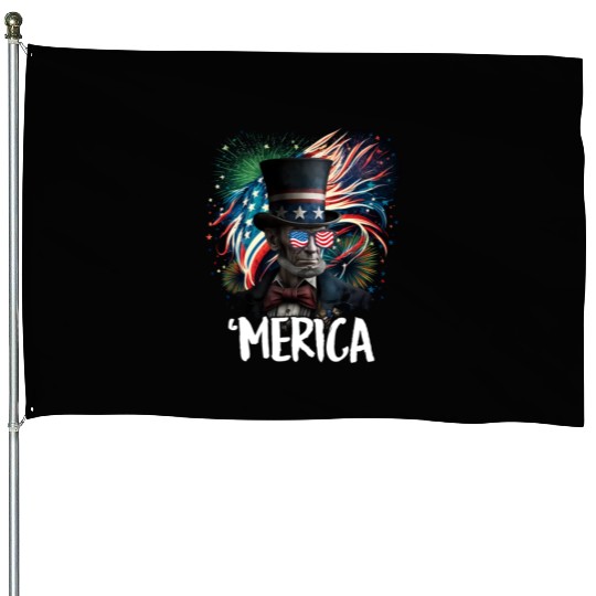 Merica Lincoln Independence Day Party 4th July House Flags