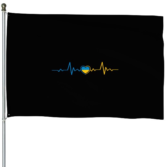 Ukrainian Flag Ukraine Heartbeat Ukrainian Herzsch House Flags